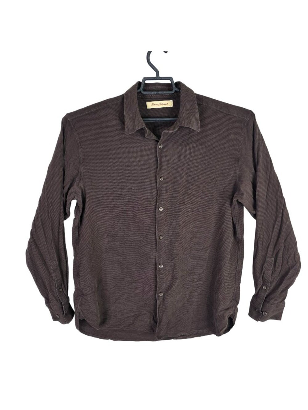 Mens Tommy Bahama Brown 100% Silk Button Up Shirt Long Sleeve Size L